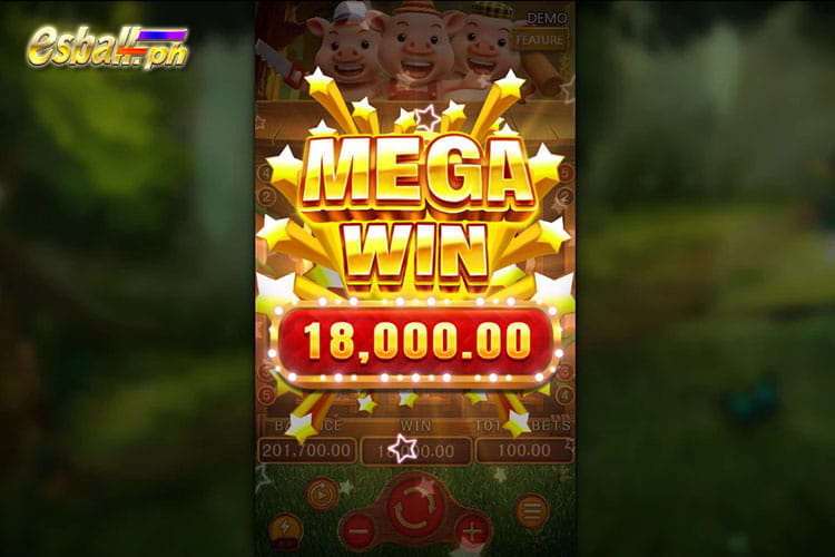 Bet 100 pesos to get a Mega Win 18,000 pesos in Fachai Three Little Pigs! Bet 100 pesos to get a Mega Win 18,000 pesos in Fachai Three Little Pigs!