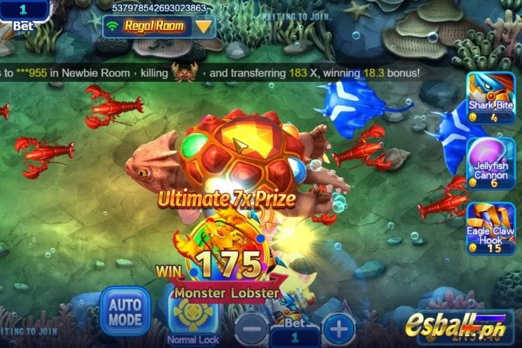 Bet 1 and get a big win 175 in JILI All Star Fishing game.