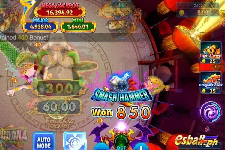 Bet 5 and get a big win 850 in Fortune King Jackpot.