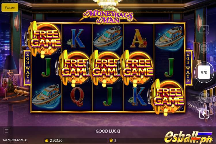 JDB MoneyBags Man Slot Game - Free Spin Bonus Game