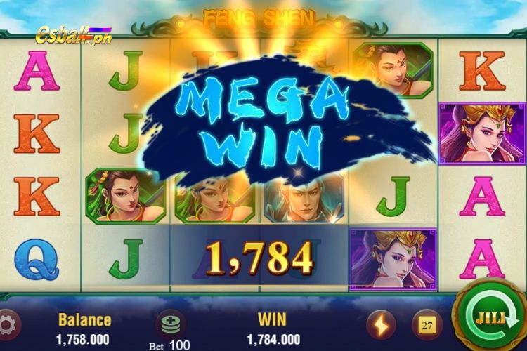 Won the Jili Feng Shen Mega Win prize of 1,784 pesos!