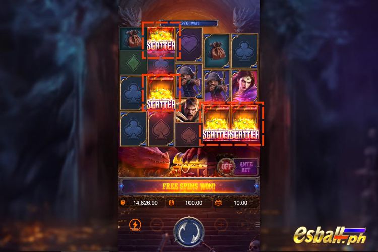 4+ Scatters trigger the Free Spins feature. 4+ Scatters trigger the Free Spins feature.
