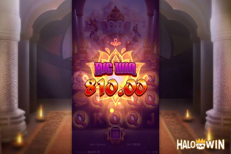 Bet 135 pesos and win 810 pesos on Ganesha Gold Big Win.