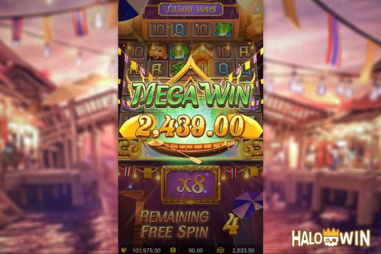 Bet 90 pesos and win 2,439 pesos on Thai River Wonders Big Win.