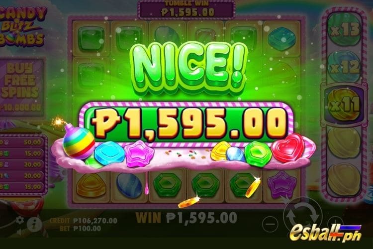Bet 100 pesos and win 1,595 pesos on Candy Blitz Bombs Big Win. Bet 100 pesos and win 1,595 pesos on Candy Blitz Bombs Big Win.