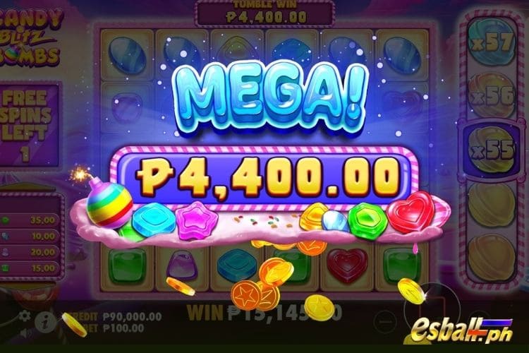 Bet 100 pesos and win 4,400 pesos on Candy Blitz Bombs Big Win. Bet 100 pesos and win 4,400 pesos on Candy Blitz Bombs Big Win.