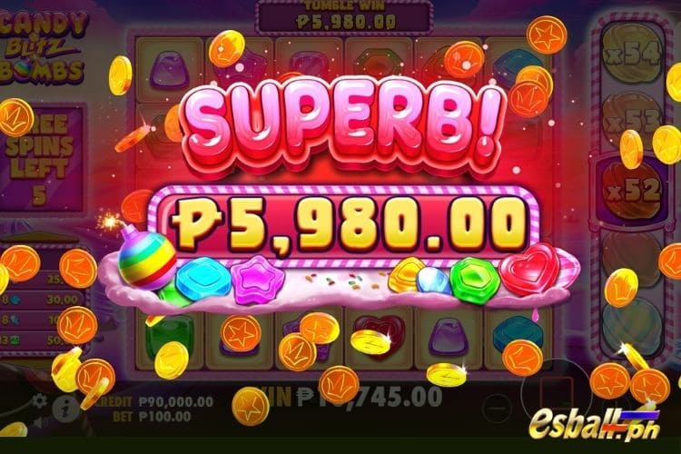 Bet 100 pesos and win 5,980 pesos on Candy Blitz Bombs Big Win. Bet 100 pesos and win 5,980 pesos on Candy Blitz Bombs Big Win.