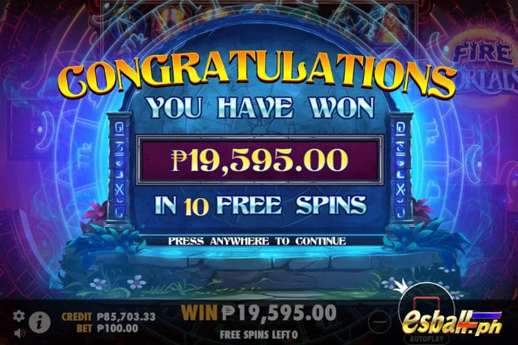 Get 19,595 Pesos in PP Fire Portals Free Spins.