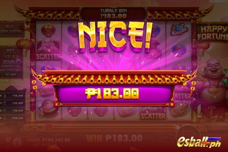 Bet 10 and get a big win 183 in the Happy Fortune. Bet 10 and get a big win 183 in the Happy Fortune.