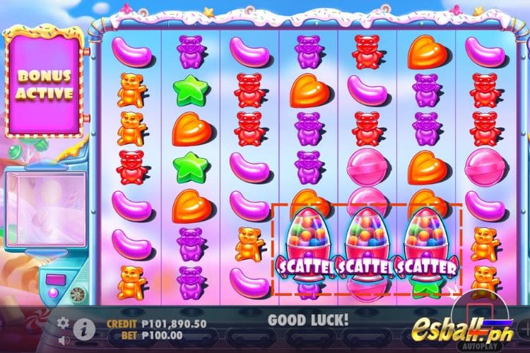 3+ Scatters trigger the free game feature. 3+ Scatters trigger the free game feature.